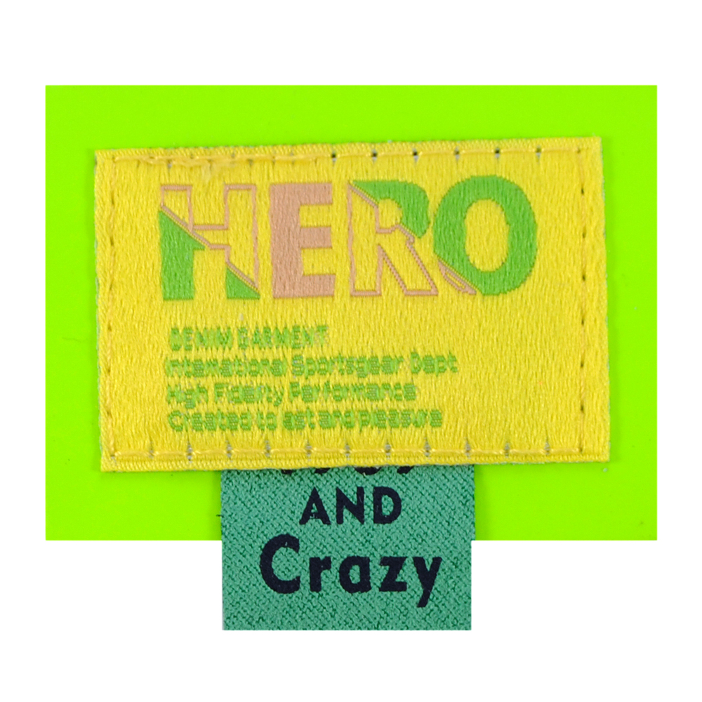 Лейба к/з и ткань Hero, 6*4,5см, салатовый, зеленый, жёлтый, флажок, шт. Лейба Кожзам