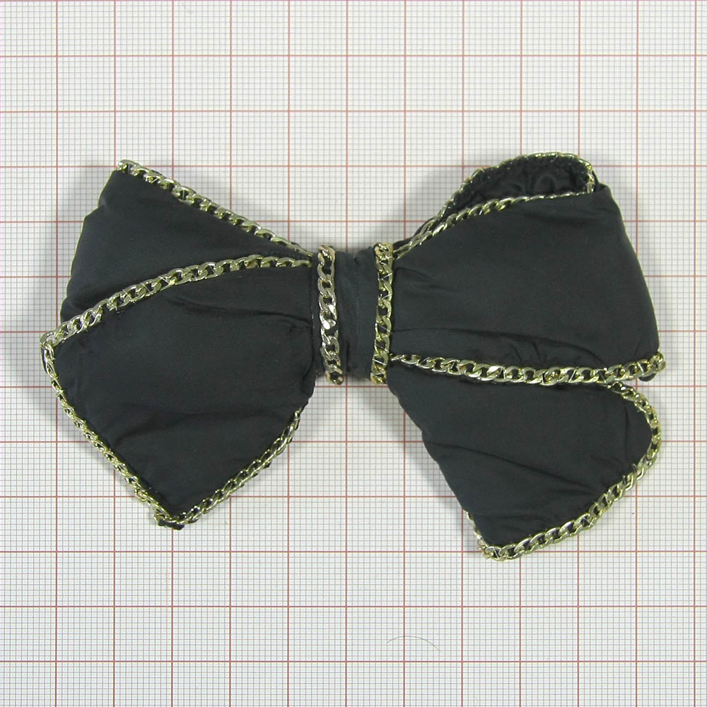 Аппликация декор обувная 40 Дутик черный БАНТ, цепочка, шт. Аппликации Пришивные Цветы Банты