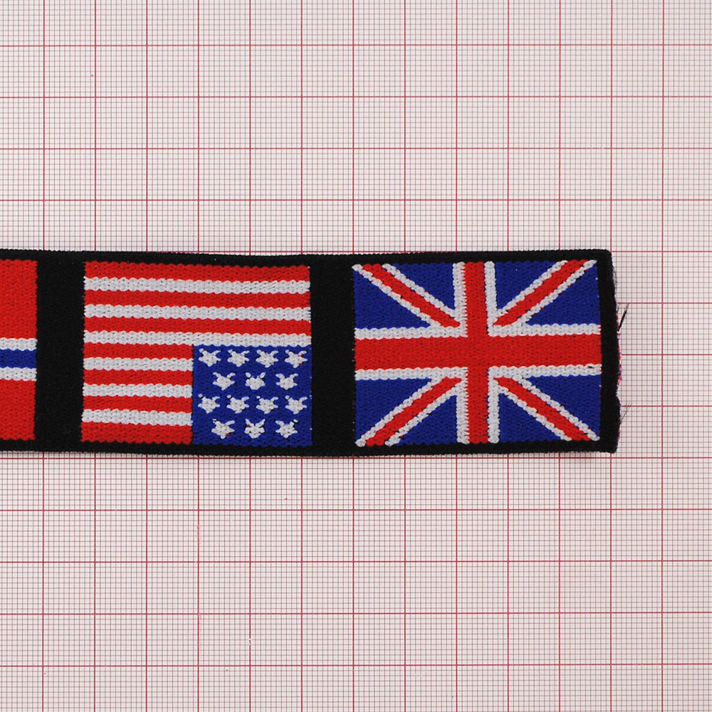 Резинка Норвегия 4см, черный, красный, белый, синий, 50ярд. Резинка