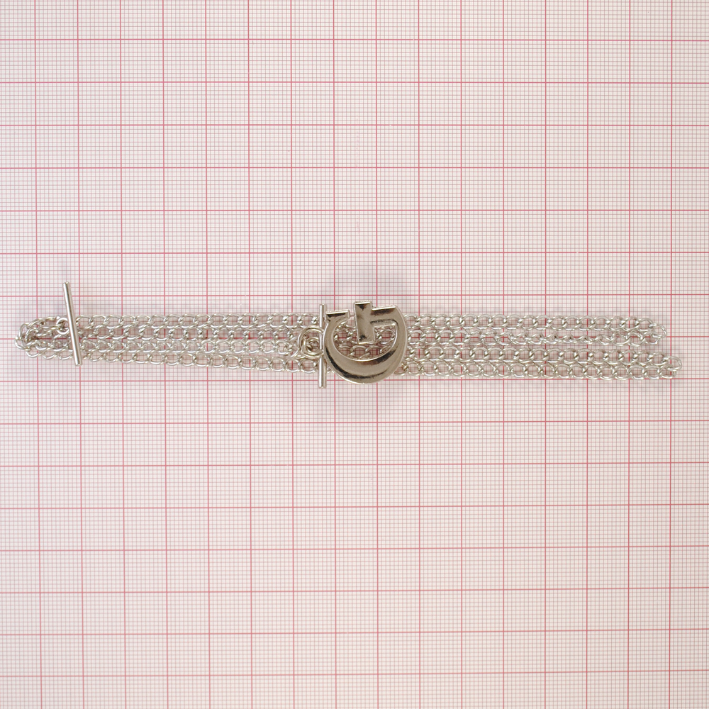 Цепь с подвеской, 60см, подвеска G, 2,5см, никель, шт. Подвески