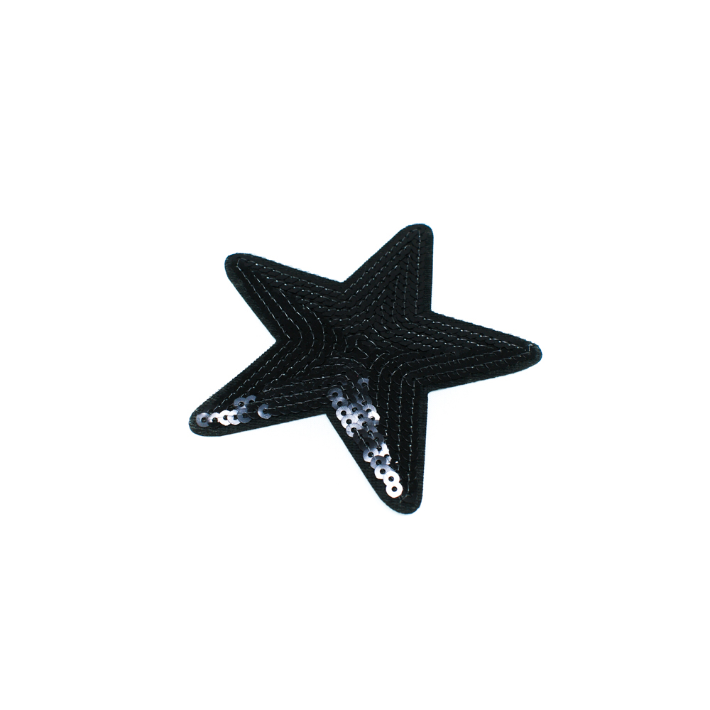 Аппликация клеевая пайетки Звезда 10*10см черный, черные пайетки, шт. Аппликации клеевые Пайетки