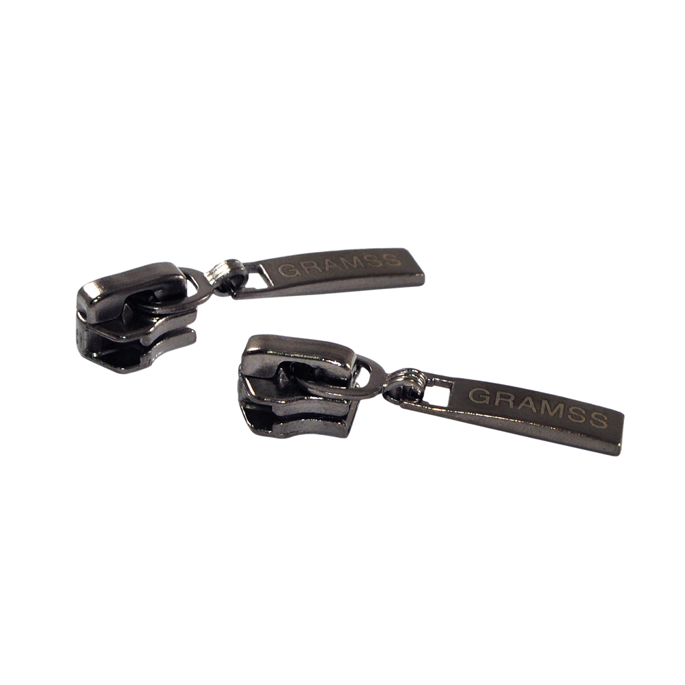 Бегунок метал GRAMSS #7, BLACK NIKEL /лого лазер/. Бегунок