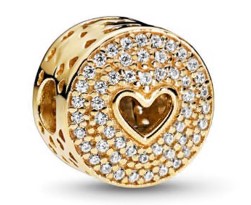 Подвеска-шарм металл круглая, Сердце с камнями, 1,2см, золото, шт. Подвески