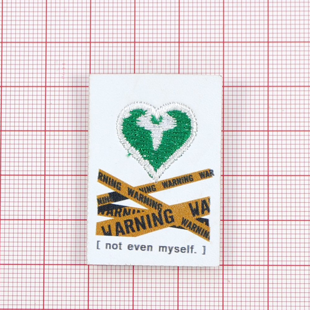 Лейба к/з Прямоугольник Сердце Warning, 3*4,3см, зелен., белый, кор., черный, шт. Лейба Кожзам