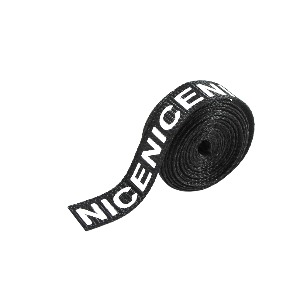 Тесьма репсовая с накаткой NICE белая 1см черная, 100 ярдов. Тесьма