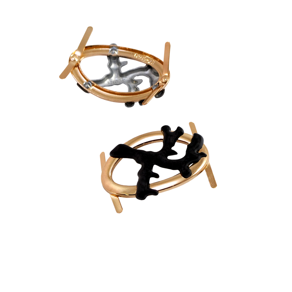Краб металлический Клякса на овале правая 46*29мм GOLD, черный, шт. Крабы Металл Геометрия