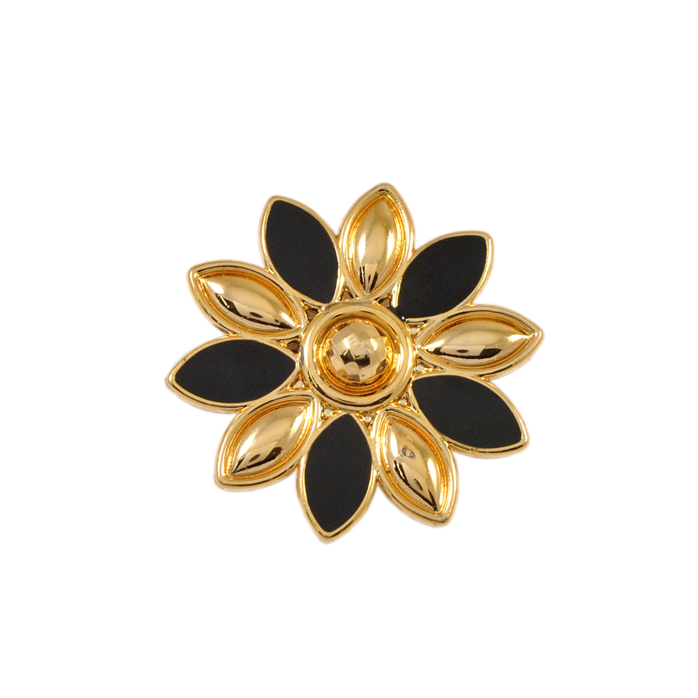 Краб пластик 2083 Цветочек 40*40мм GOLD, черная эмаль. Крабы Металл Цветы, Жуки