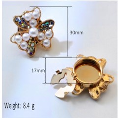 Клипса для пуговицы Клевер, золото, бусины, стразы. шт. Украшение для пуговицы