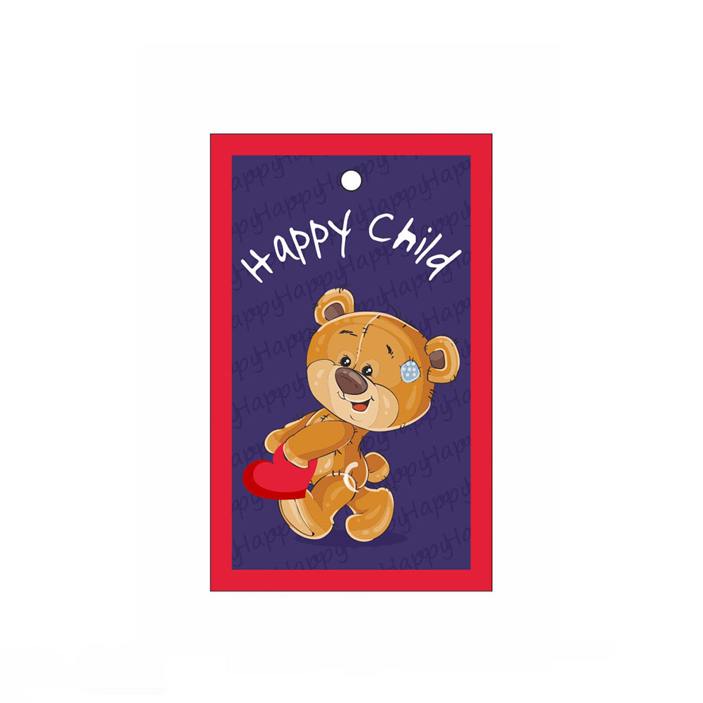 Этикетка бумажная Happy Child (мишка) 40*65мм, матовая ламинация /обычный картон 250гр/, шт. Этикетка бумага