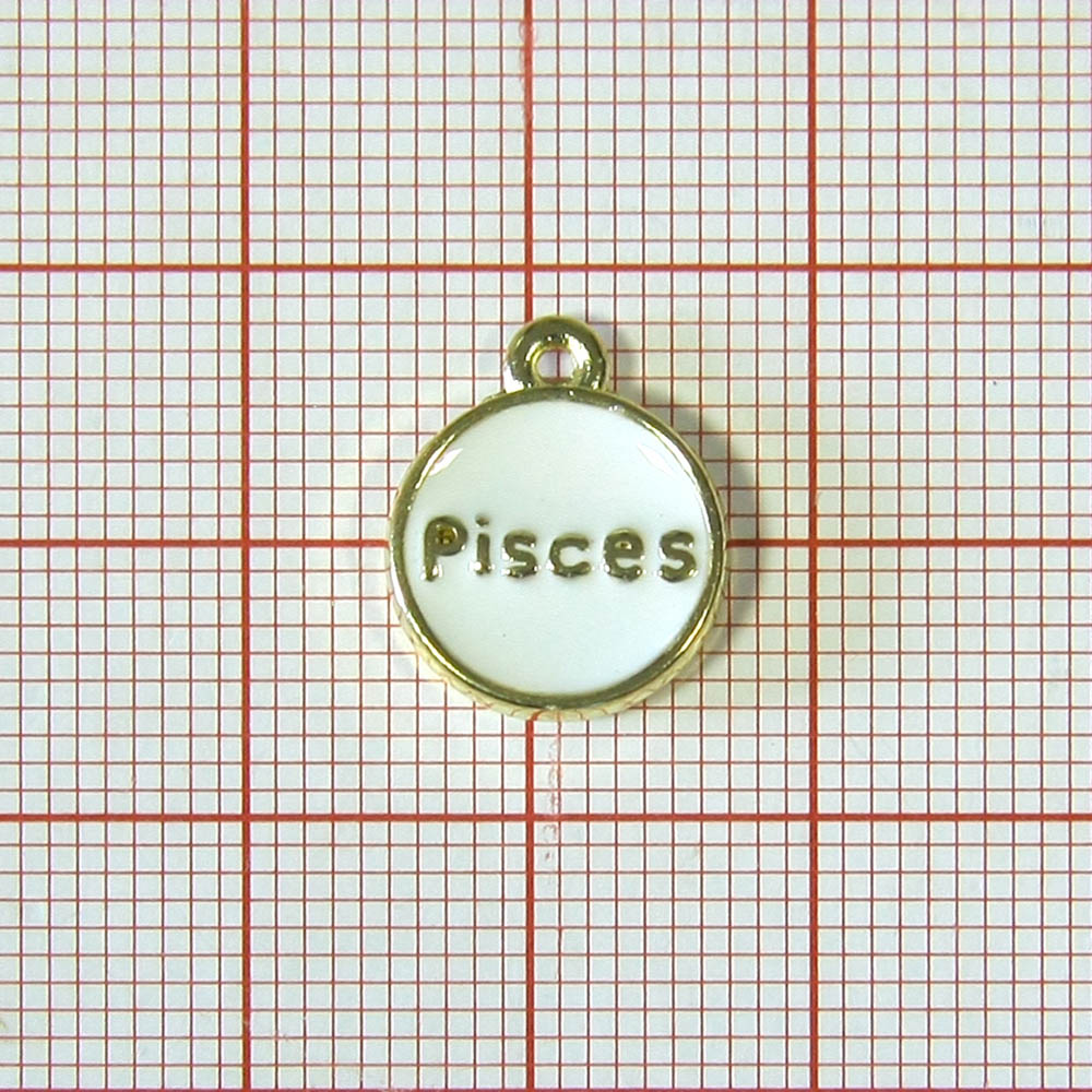 Подвеска металл двусторонняя Рыбы-piscos 12*15мм, GOLD, белая эмаль, шт. Подвески