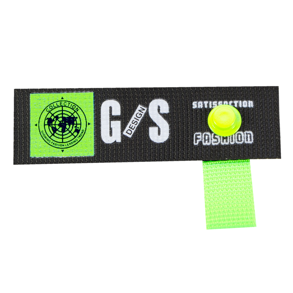 Лейба тк. с хольнитеном GS fashion, 2,5*8,5см, черн., бел., салат., шт. Лейба Ткань