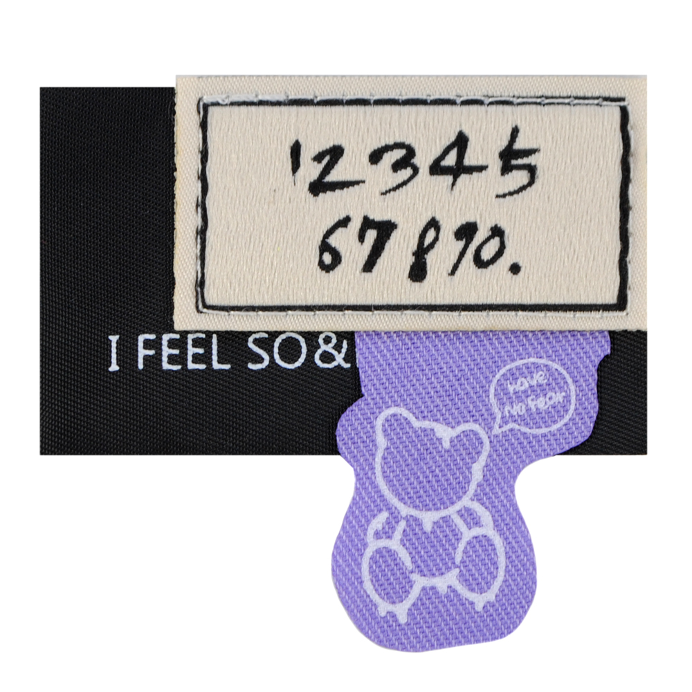 Лейба ткань I feel so beautiful, 6,4*4см (6см с флажком),  чёрн., фиолет., беж., шт. Лейба Ткань