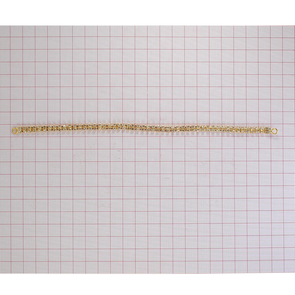 Украшение стеклянное 9224 GOLD браслет 52 пары белых камней. Перетяжка металл со стразами