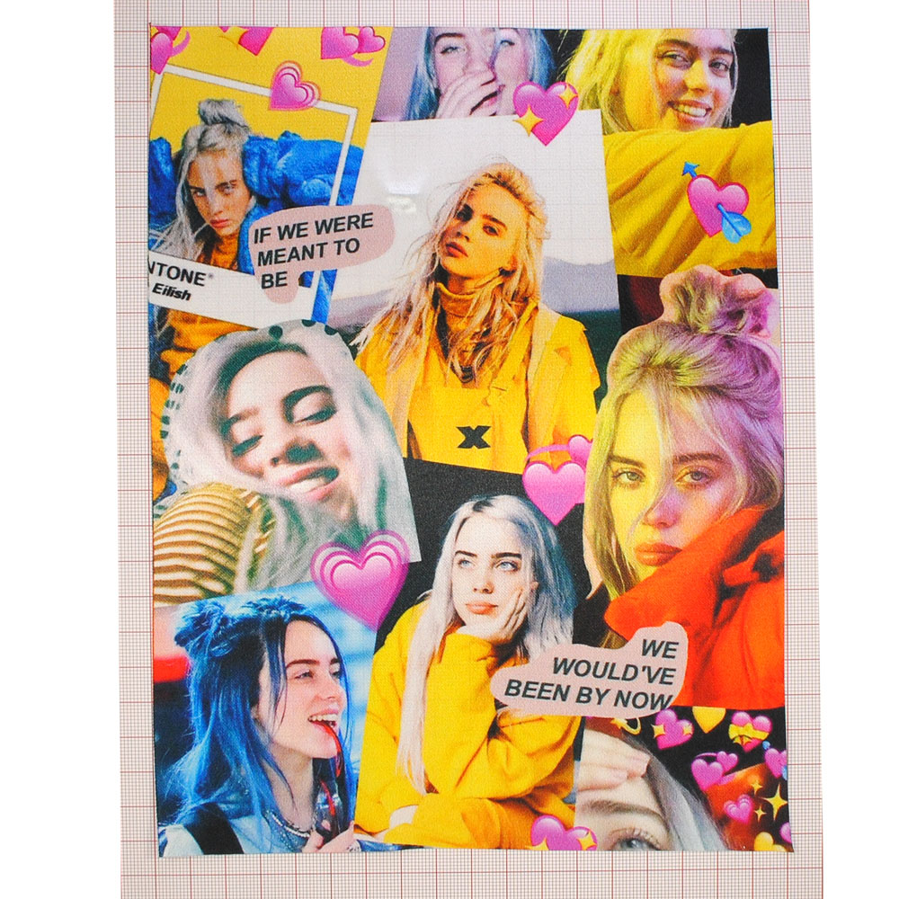 Аппликация пришивная Billie Eilish (коллаж №2) 18*24см, желтая /алтас/, шт. Аппликации Пришивные Постер