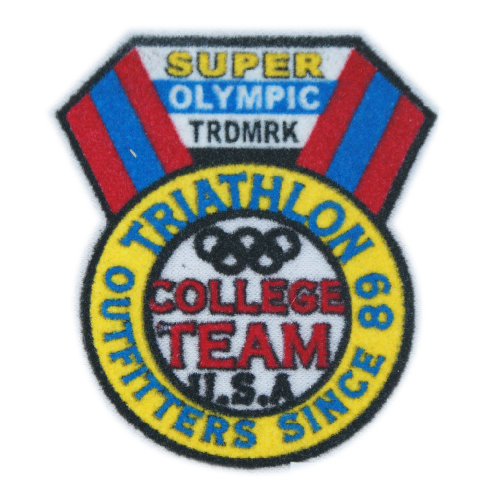 Термоаппликация флок SUPER OLIMPIC TRDMRK, 70*65мм, фигурная, черный, синий, красный, желтый круг, шт. Термопереводки Флок