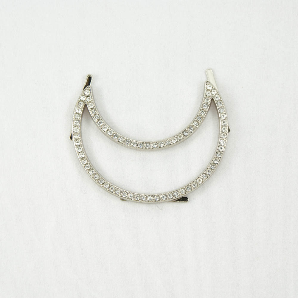 Краб металл Месяц 92122 тонкий 53*23мм NIKEL, белый камень, шт. Крабы Металл Геометрия Декор