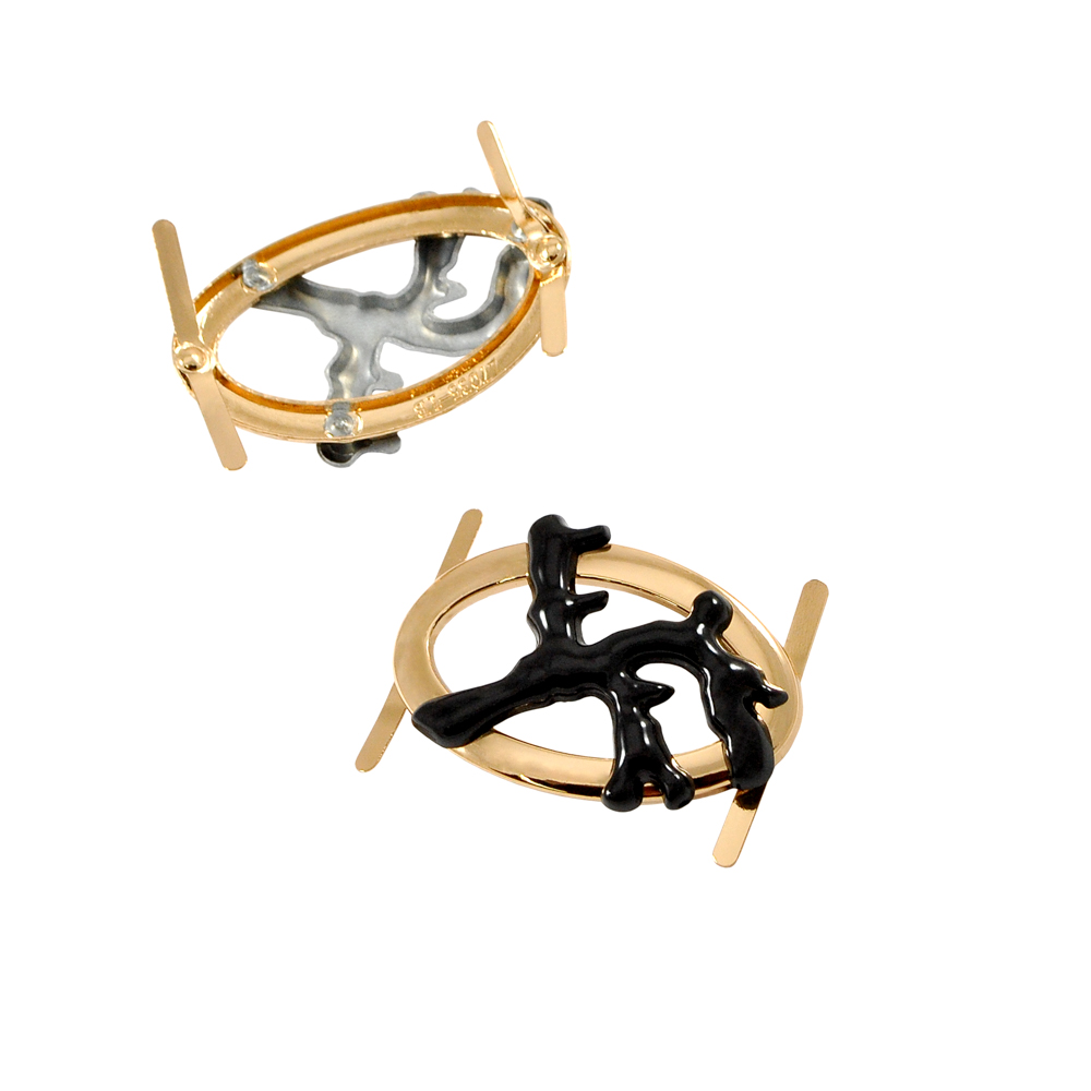 Краб металлический Клякса на овале левый 46*29мм GOLD, черный, шт. Крабы Металл Геометрия