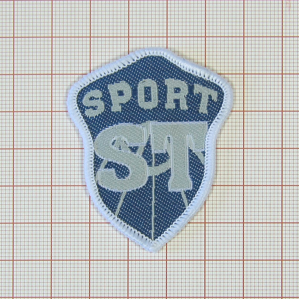 Нашивка тканевая A49 Sport ST 4,5*5,5см синяя, серо-белый рисунок, шт. Нашивка Вышивка, Ткань