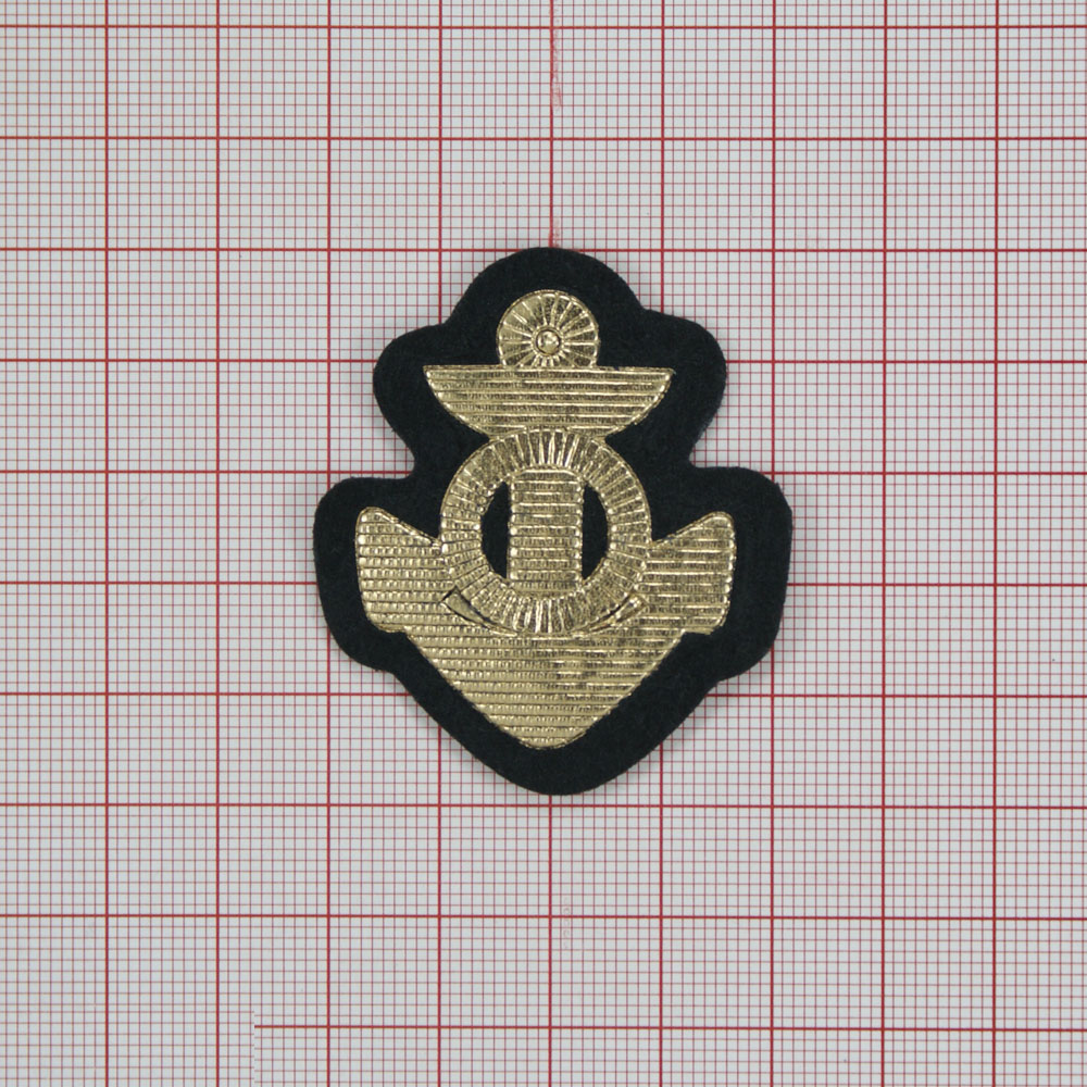 Лейба тканевая Морская 4,2*4,8см черный, золотой, шт. Лейба Ткань