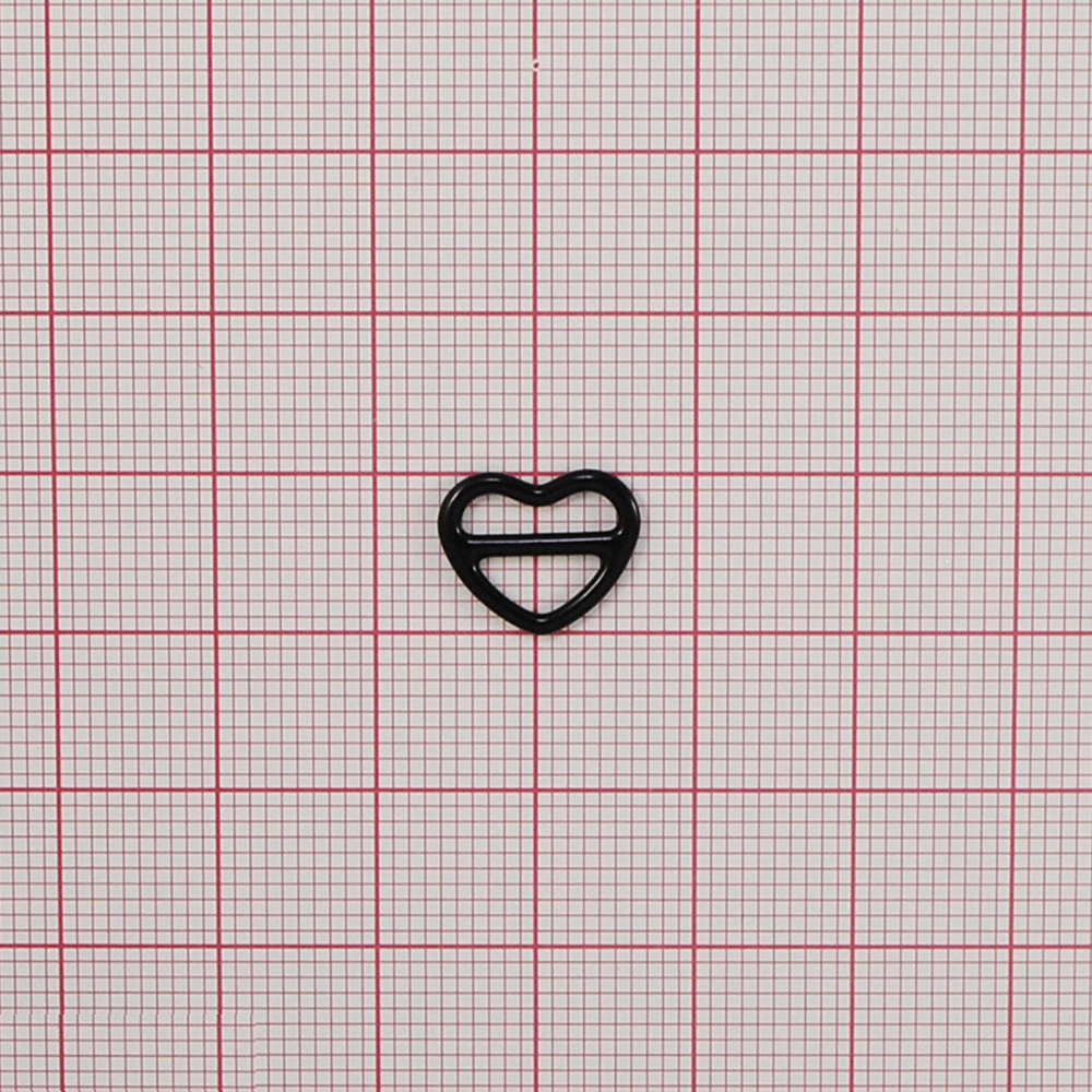 Перетяжка бельевая металл Сердце, 8*10мм (внутр.), 10,2*12,6мм (внешн.), черный, 1т.шт, уп. Перетяжка бельевая