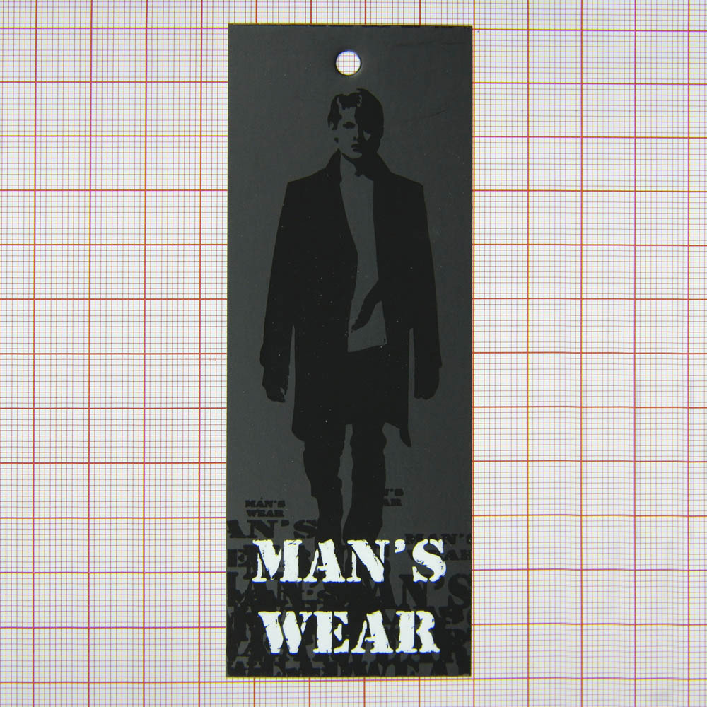 Этикетка бумажная MANS WEAR 45х120мм  черный, белый. Этикетка бумага