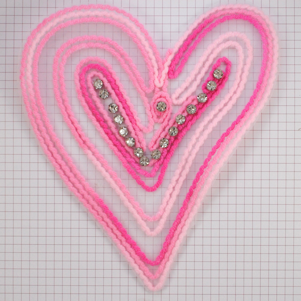 Аппликация пришивная со стразами Сердце, 18*15,5см, розовый, белые камни, шт. Аппликации Пришивные Стразы, Бисер, Металл