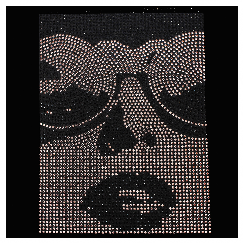 Аппликация из страз Лицо, 14,13*18,92см, SS6 черный 32587, 32588, шт. Аппликация клеевая
