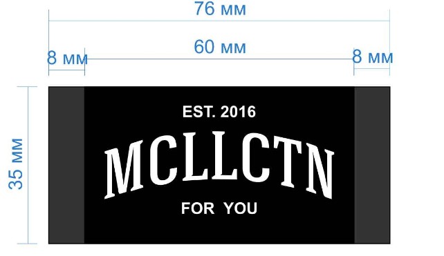 Этикетка тканевая вышивка MCLLCTN 3,5см, черная и белый лого /70 atki/, шт. Вышивка / этикетка тканевая
