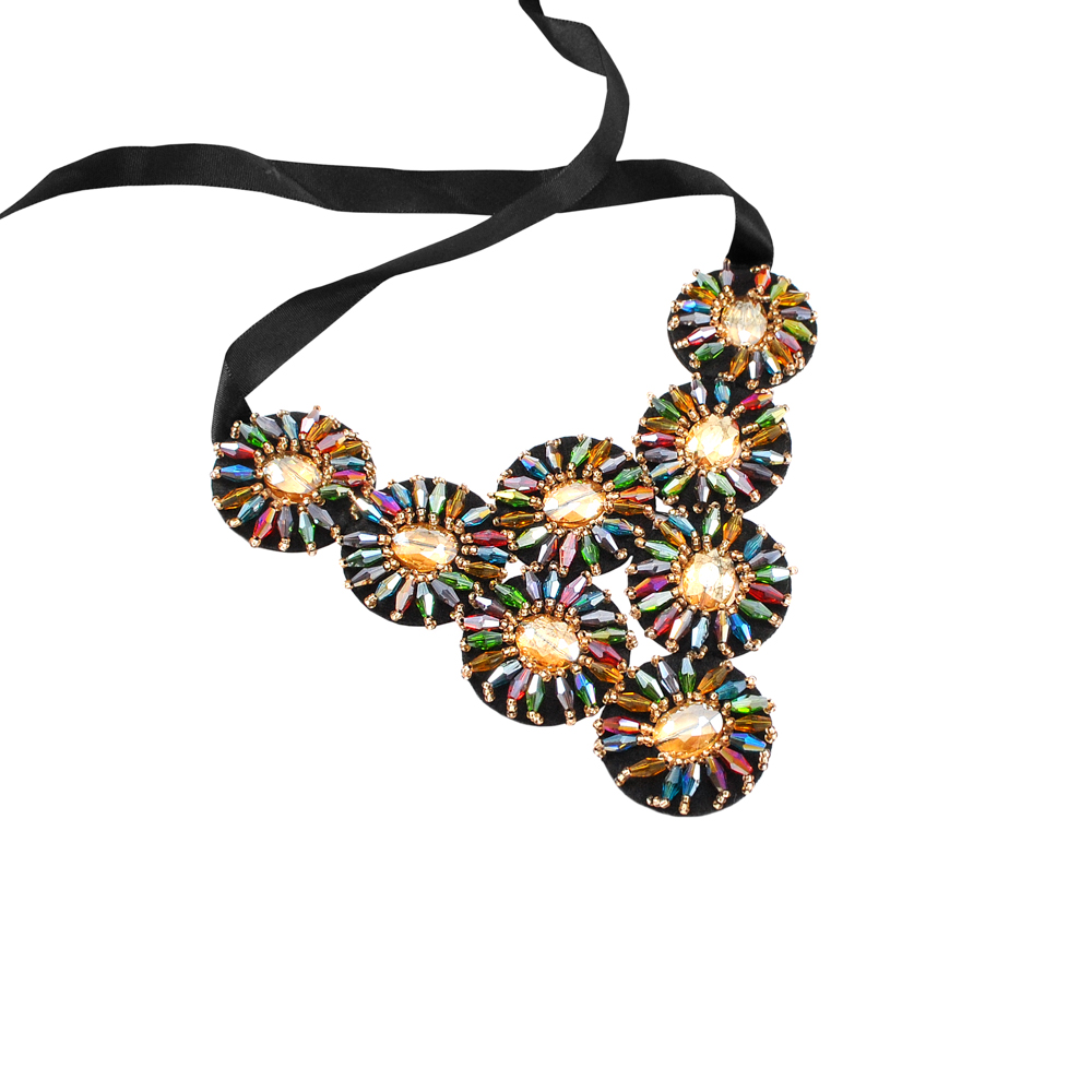 Воротник FY-253 Диски камни топаз, цветной бисер, шт. Воротники