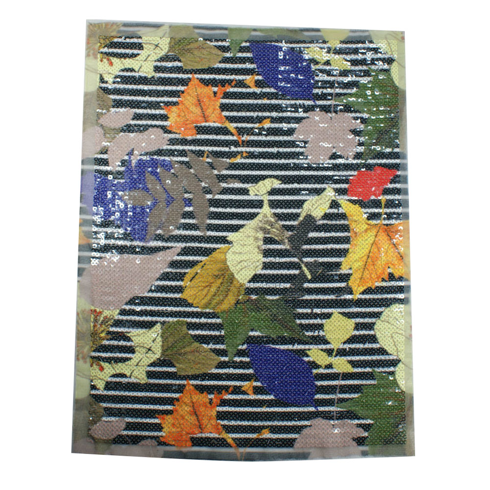 Аппликация пришивная пайетки Листья осенние 21*27,5см цветной рисунок (темный), шт. Аппликации Пришивные Пайетки