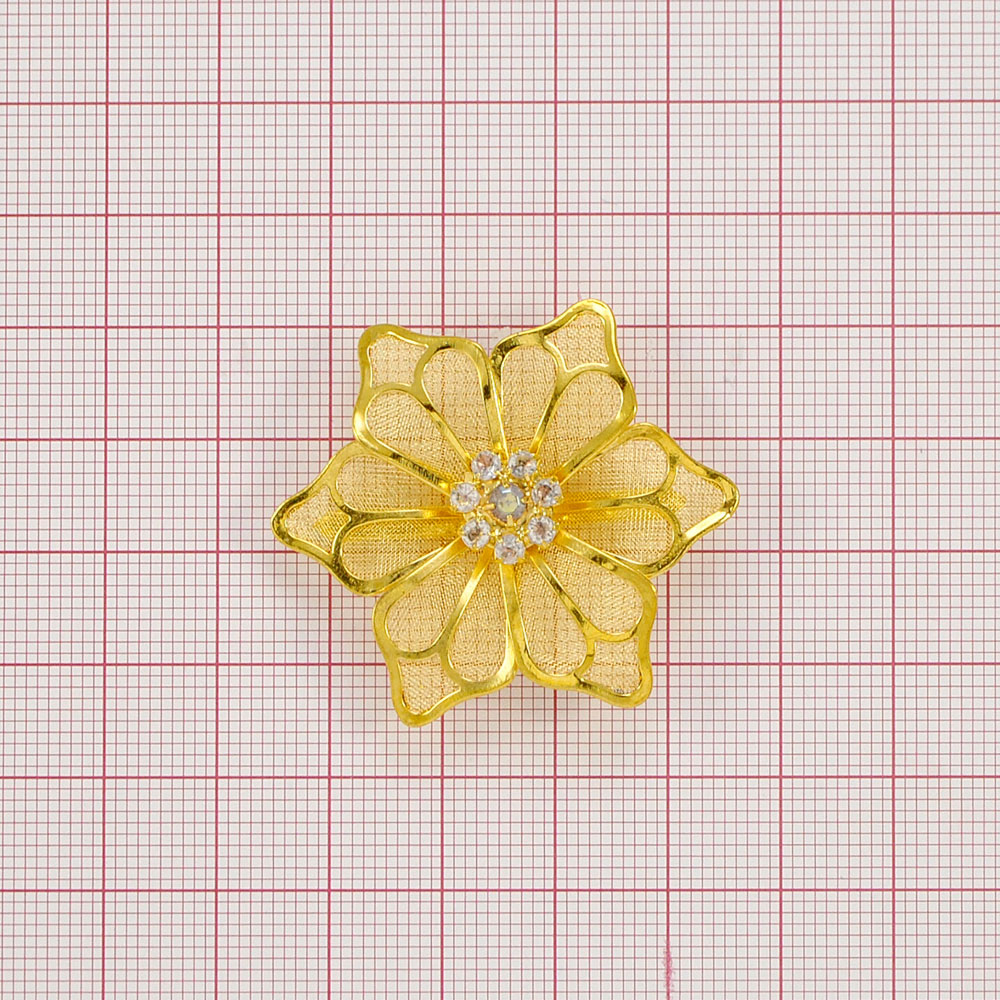 Краб металлХР-827 /краб 4 см/ GOLD цветок-металлический сетка, мелкие камни. Крабы Металл Цветы, Жуки