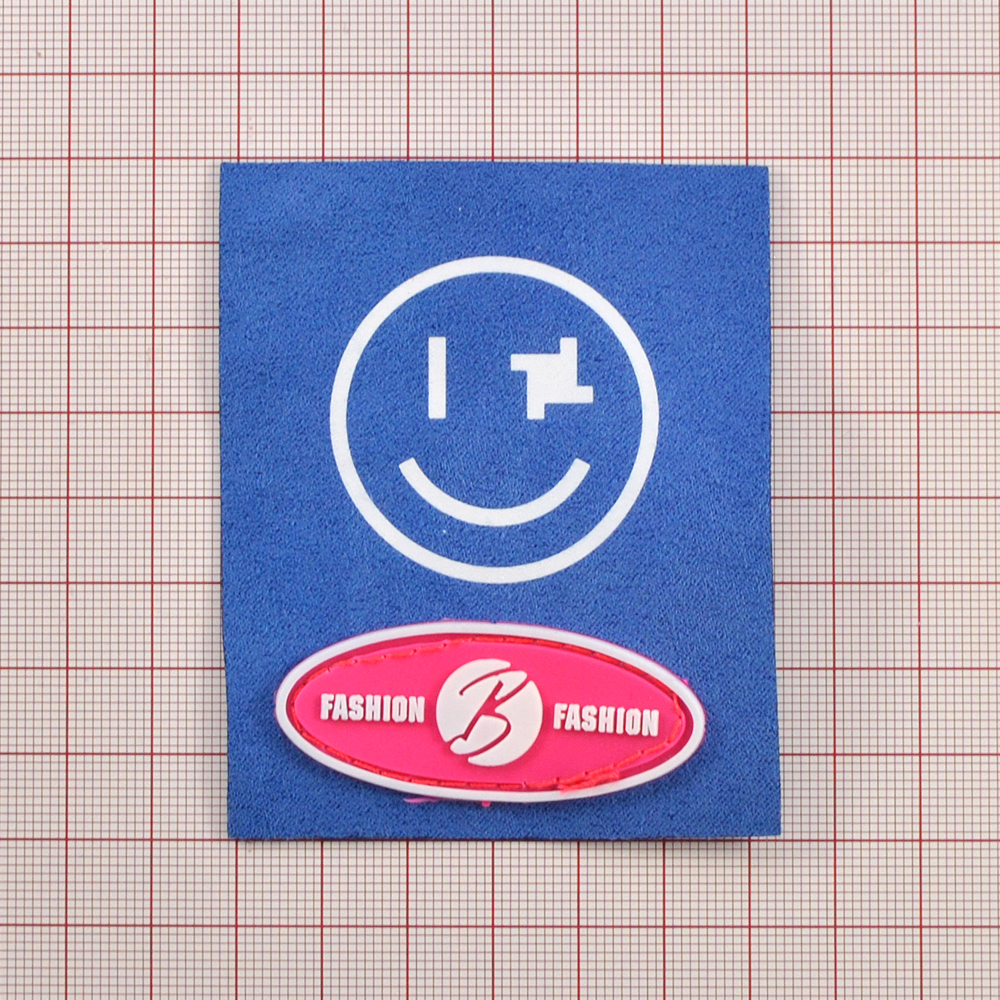 Лейба ткань и резина Смайл, 6,5*8см, белый, синий, розовый, шт. Лейба Ткань