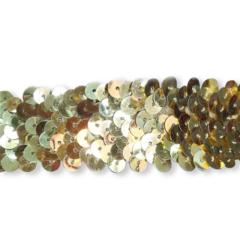 Резинка Пайетки 2,5см золотой, 50ярд. Резинка