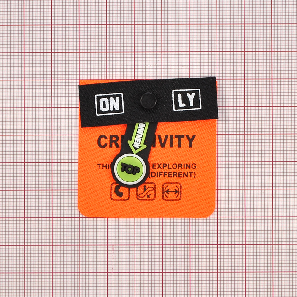 Лейба ткань и резина, с подвеской, с хольнитеном  ON LY, 5.5*5.5см, черный, белый, оранжевый, зеленый, шт. Лейба Ткань