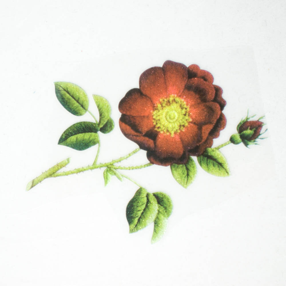 Термоаппликация Цветок Шиповник бордо 10,8*14,6см, цветная, шт. Термоаппликации Накатанный рисунок