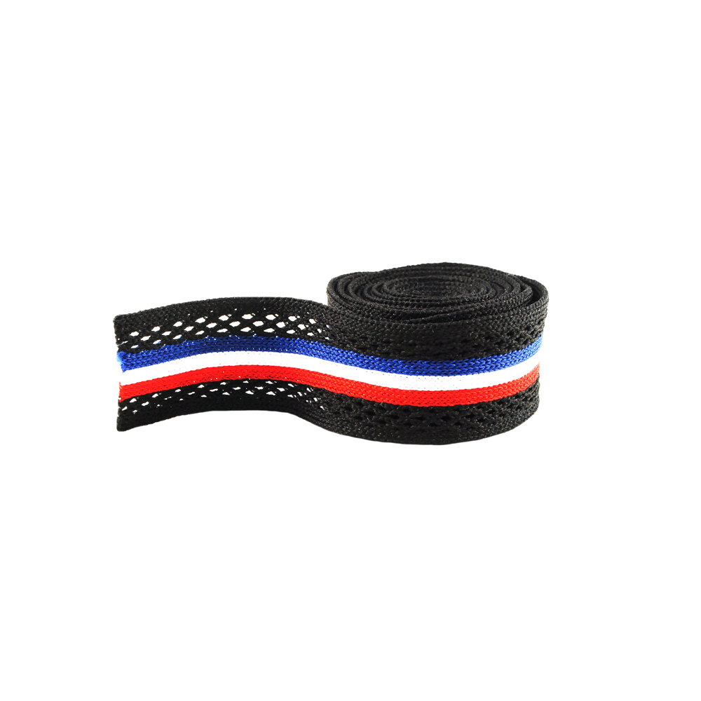 Тесьма лампасная Полосы 2,4см, черный, белый, красный, синий, 80ярд. Тесьма