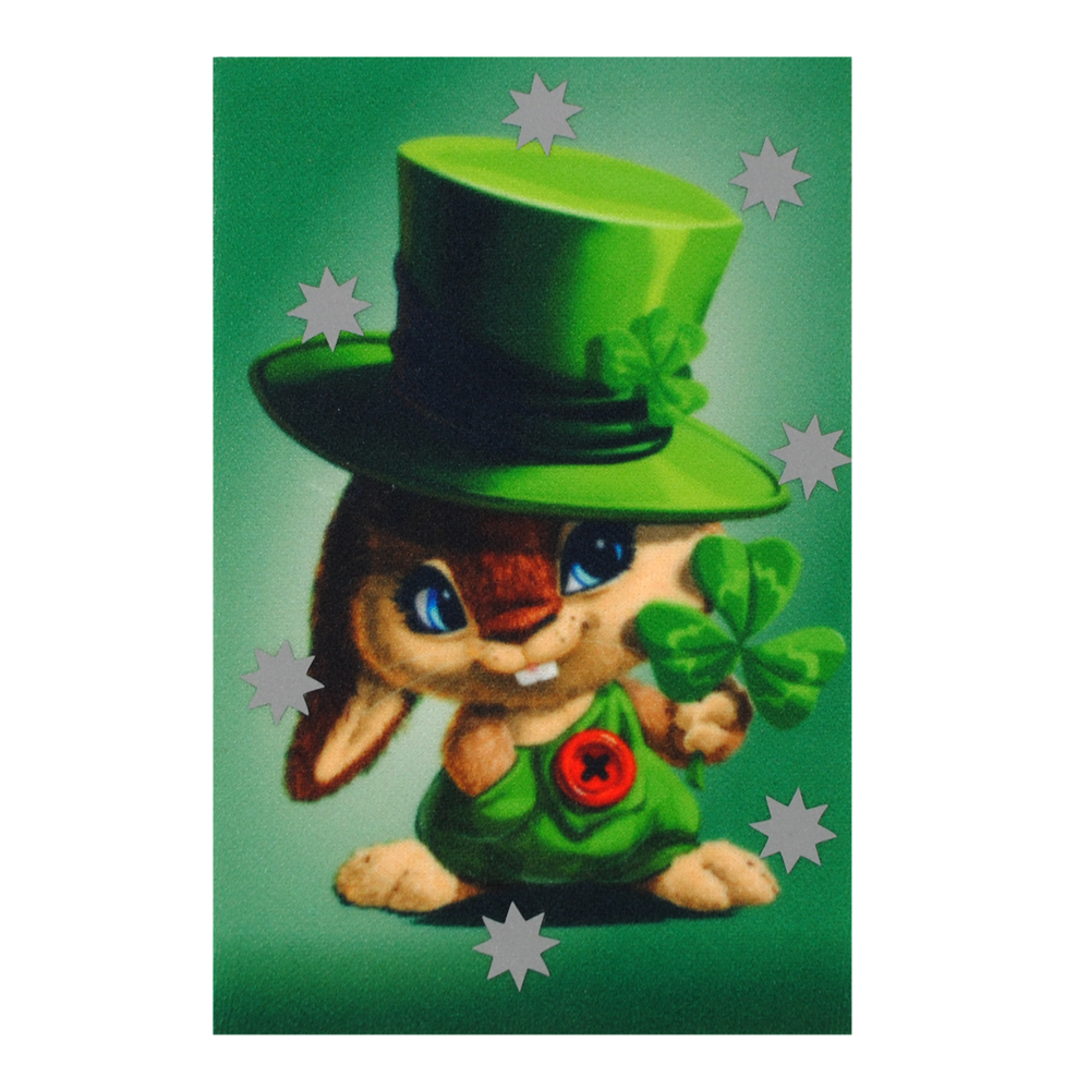 Аппликация композит, Заяц с клевером, 8*12см, дайвинг, сублимация, лазер, плёнка 57092, шт. Аппликация композит