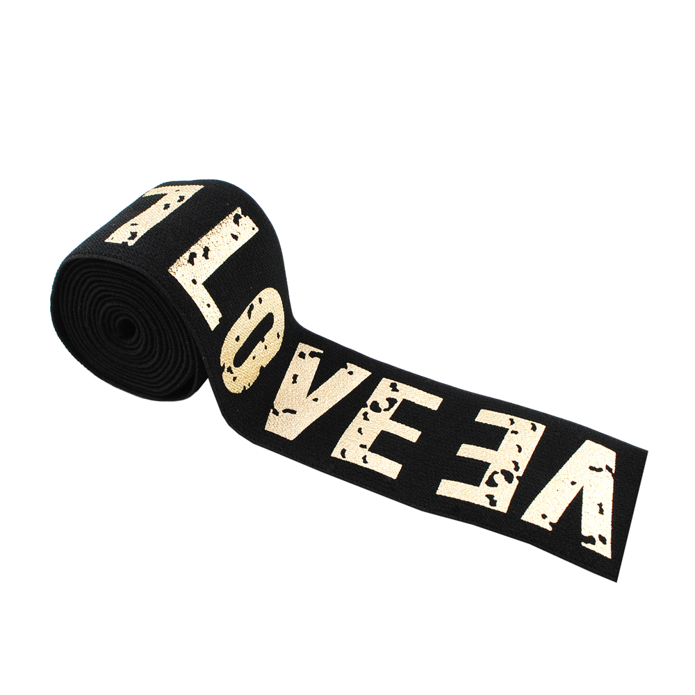 Резинка накатка LOVE GOLD 5см черная, ярд. Резинка