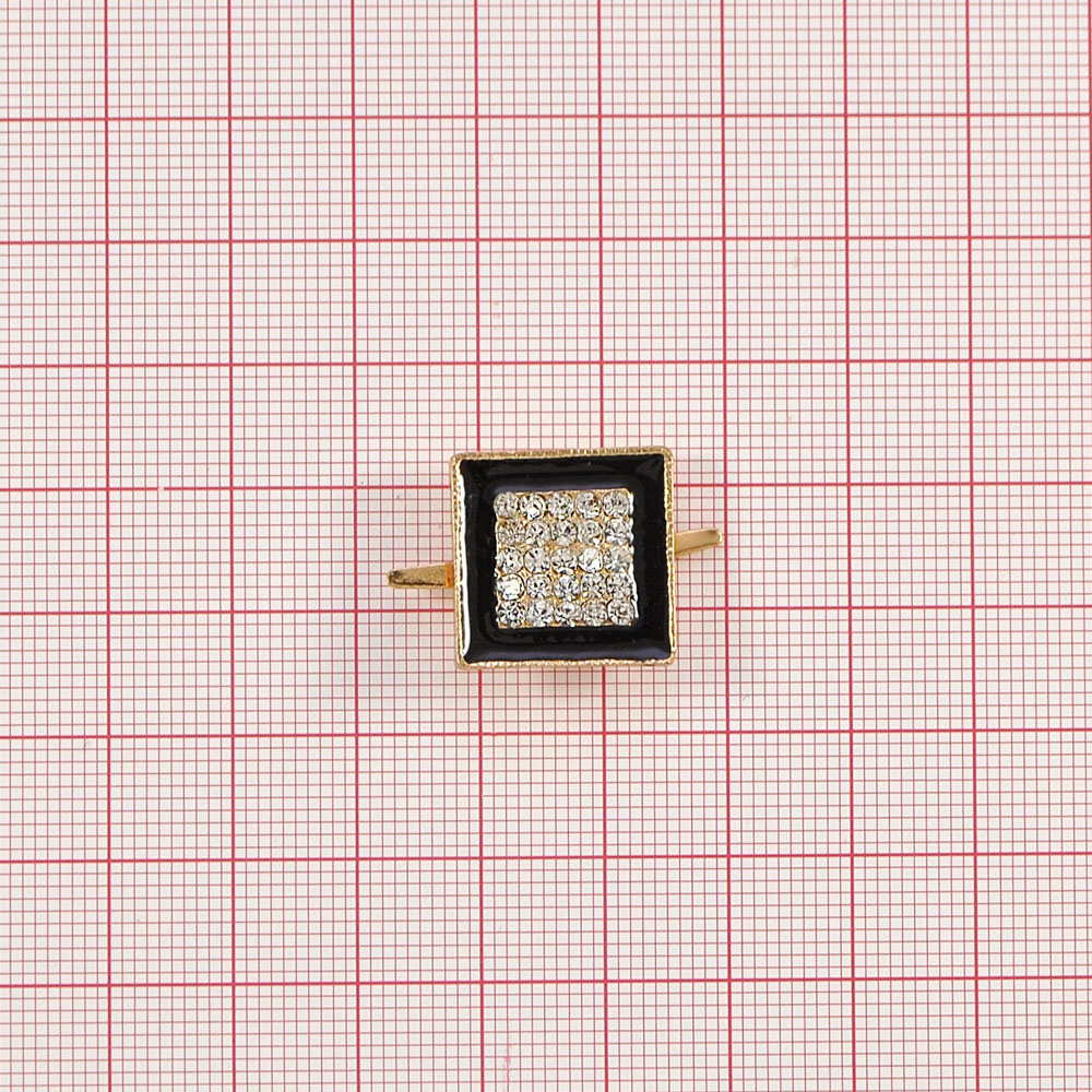 Краб металлGOLD Квадрат черная эмаль, белые камни, шт. Крабы Металл Геометрия Декор