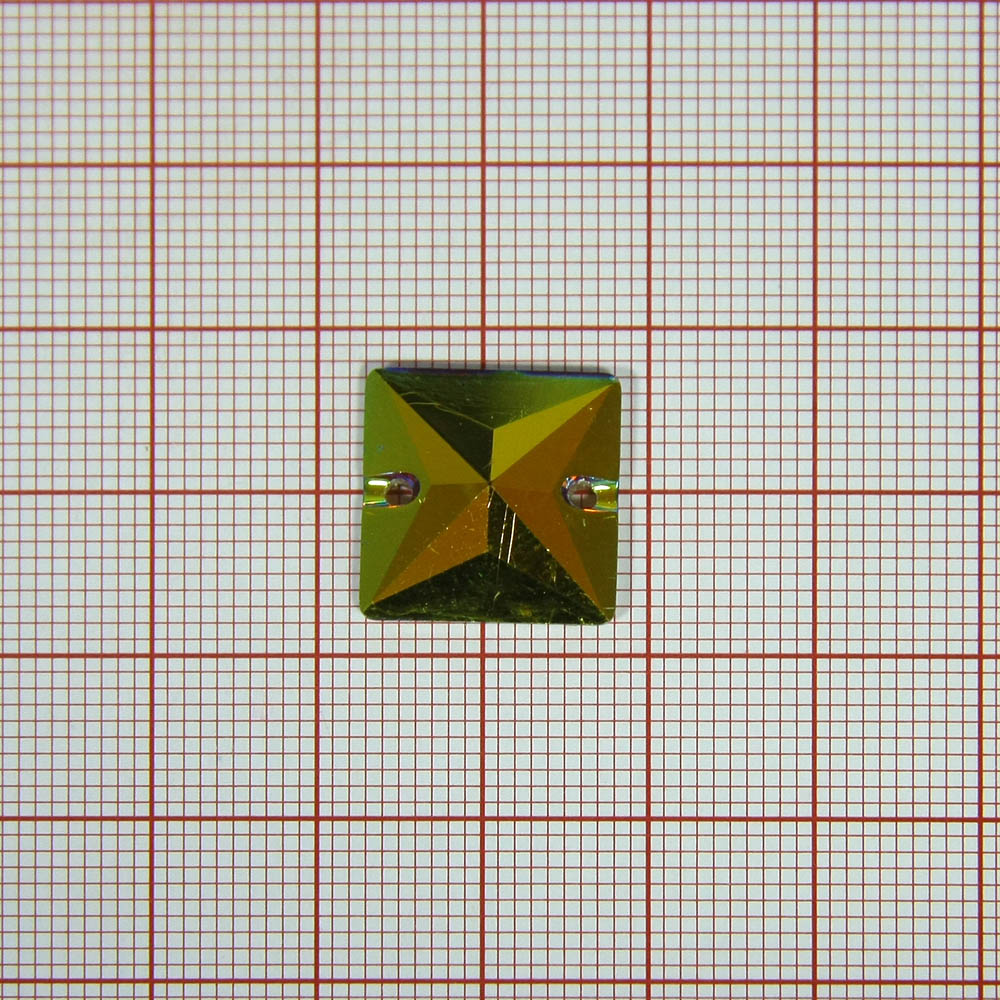 Стразы пришивные квадрат 15мм хамелеон желтый Кристалл, шт. Стразы пришивные