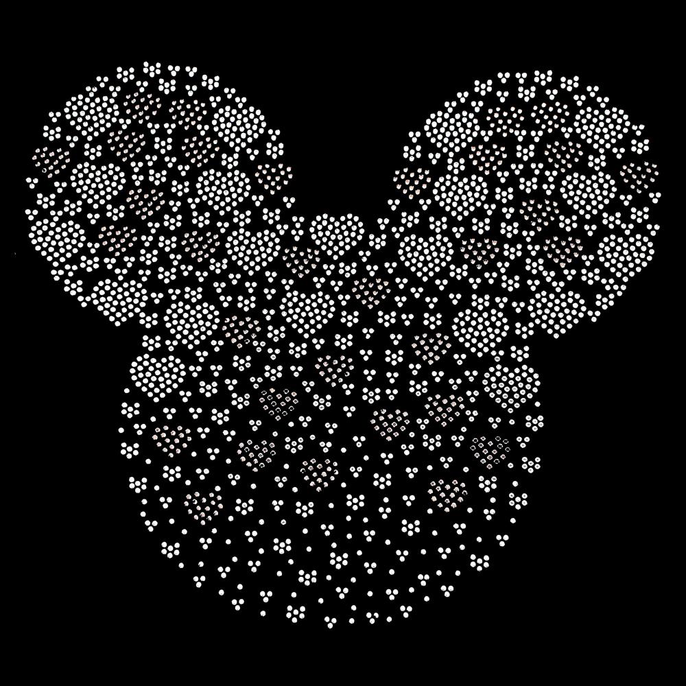 Аппликация из страз Микки, 24,9*22,2cм, SS6 белый 32585, SS6 фиолетовый 32588, шт. Аппликация клеевая