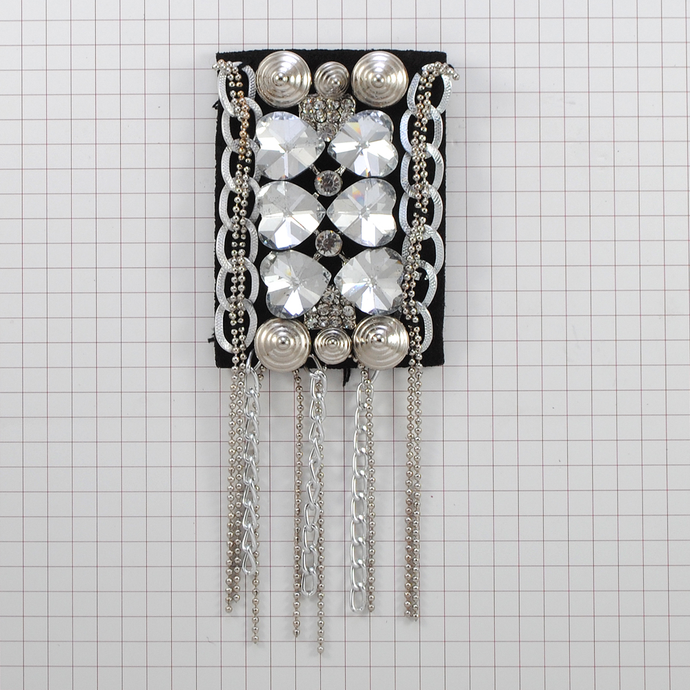 Аппликация декор черн.флиз.прямоуг., цепи. Аппликация Декор