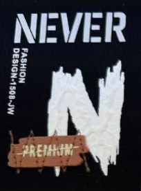 Шеврон N never premium, черный, белый, шт. Нашивка Ткань