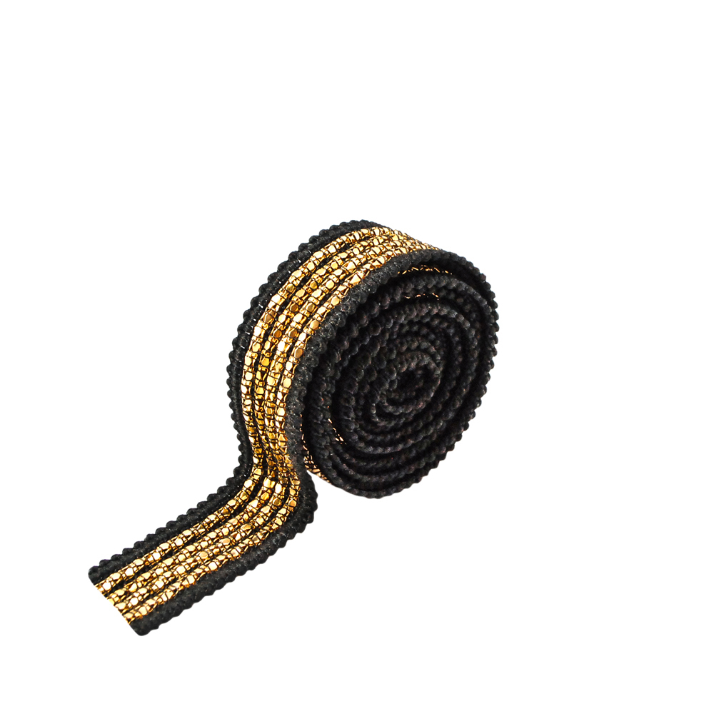 Тесьма Сети 2,5см черный и золото цепь, 48 ярд. Тесьма