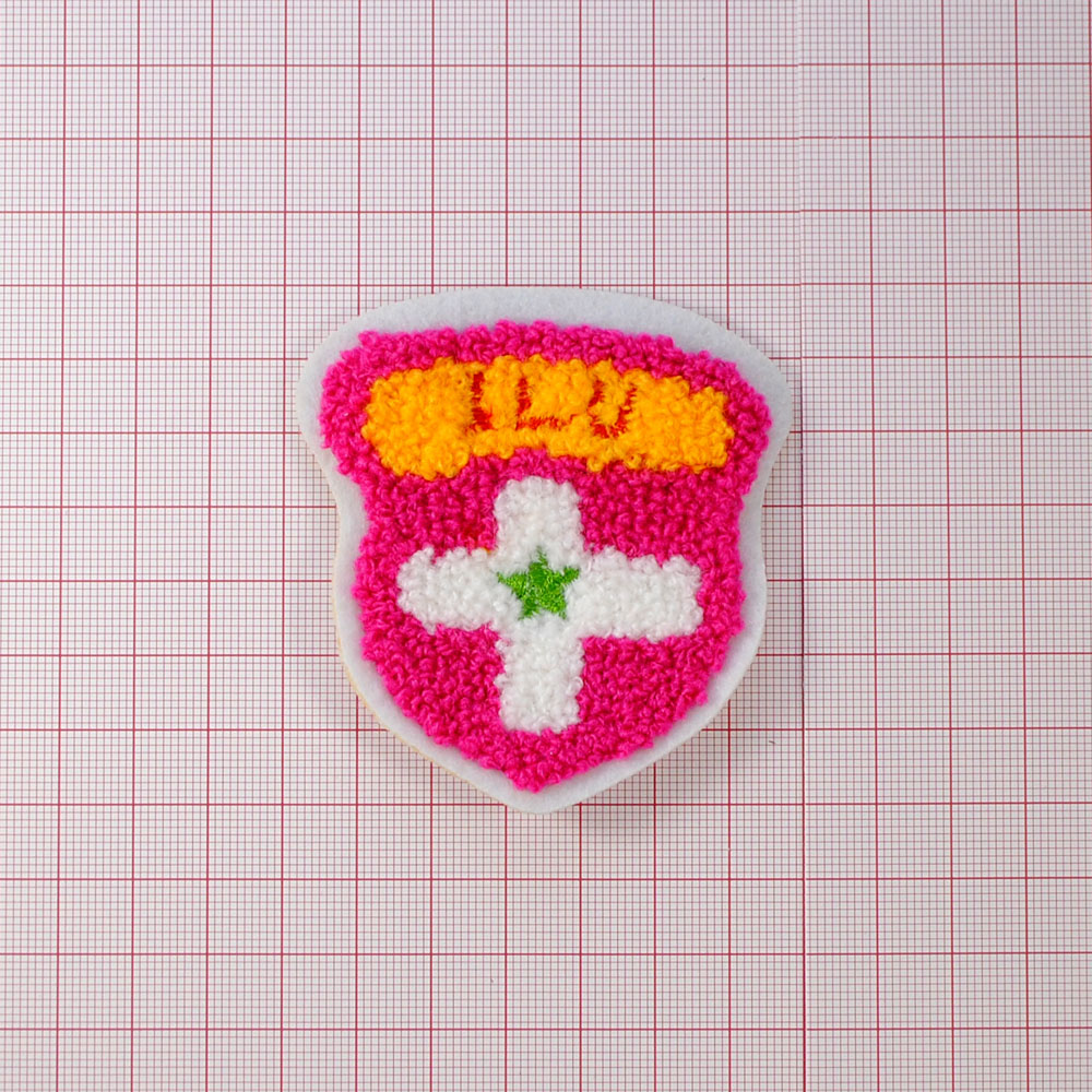 Нашивка махровая ILU 60*75мм розово-желто-белая, шт. Нашивка Махровая