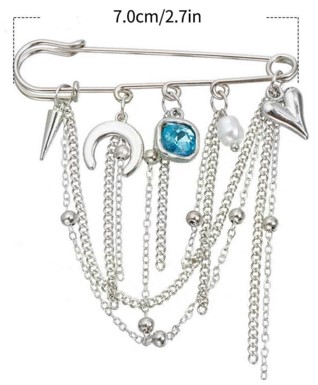 Брошь Булавка, 7см, серебро, камни, бусины, шт. Булавки
