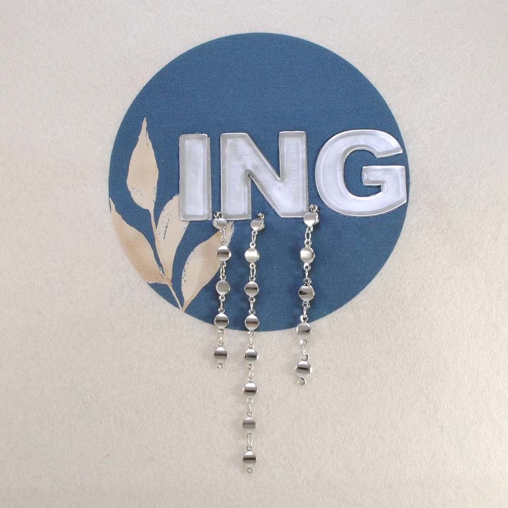 Термоаппликация ING, 9,7*9,7см, серый, золото, цепочки-подвески, шт. Термопереводки Резиновые, Термопленка