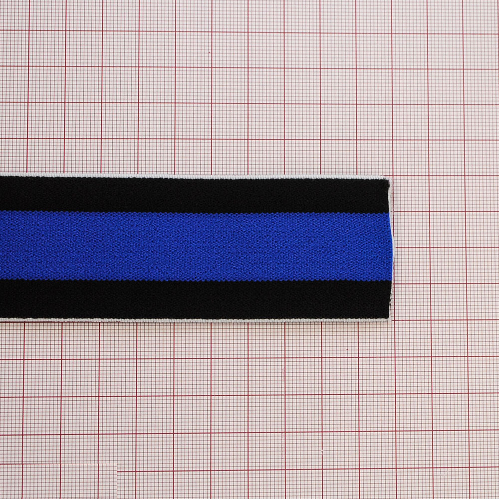Резинка Полосы 4см синий, черный, 50ярд. Резинка