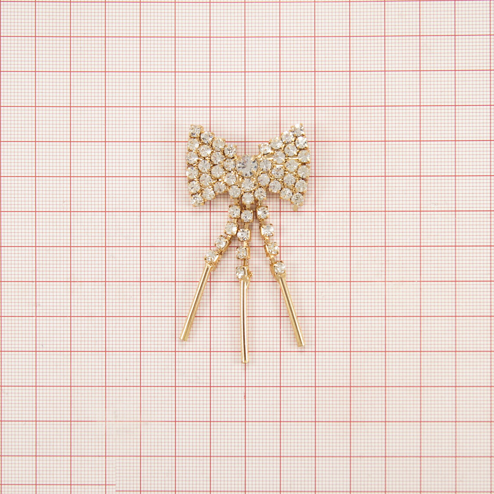 Краб металл SH-010 Бантик-подвески GOLD, бел. камни. Крабы Металл Геометрия Декор