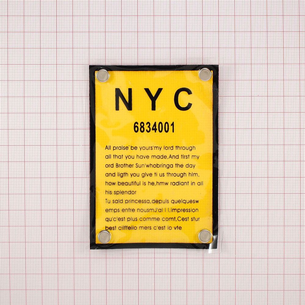 Лейба клеенка с хольнитенами NYC, 8*12см, черный, желтый, блек никель, прозрачный, шт. Лейба Клеенка